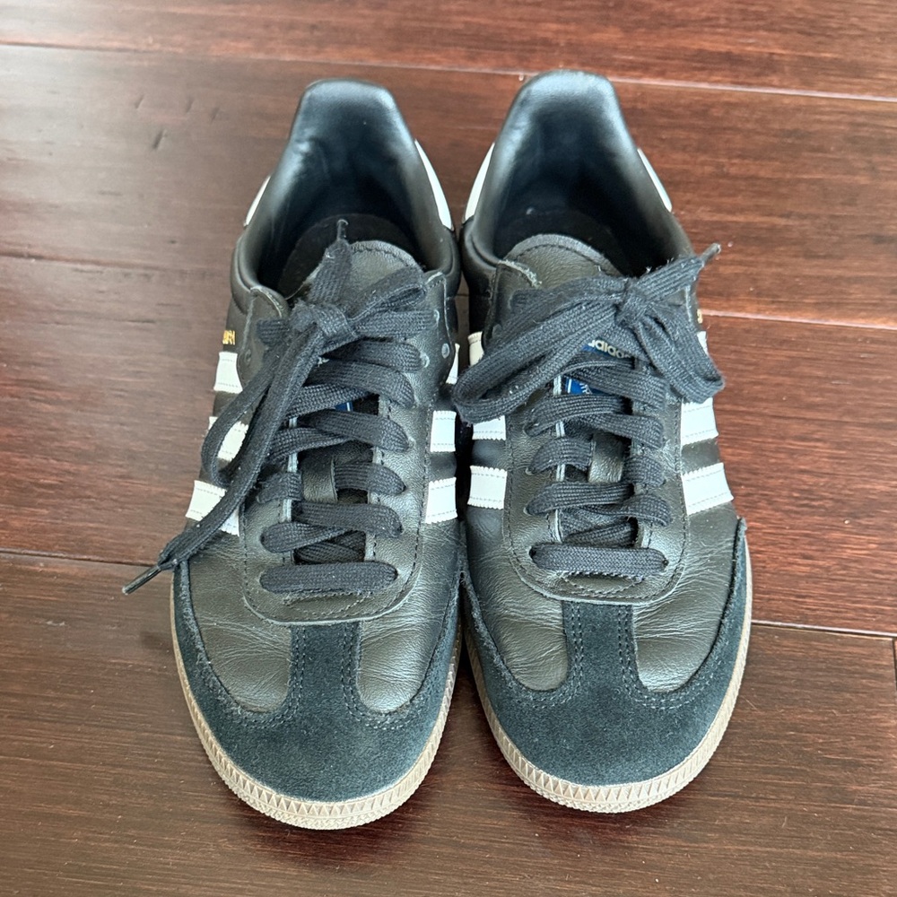 Adidas Black Sambas Sneakers with White Stripes Size 7 Women's